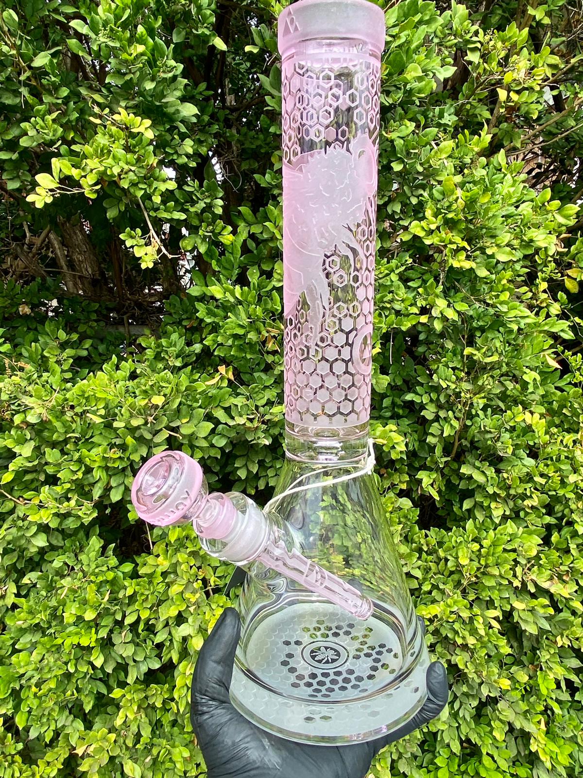 Frosted Pink Bee Beaker