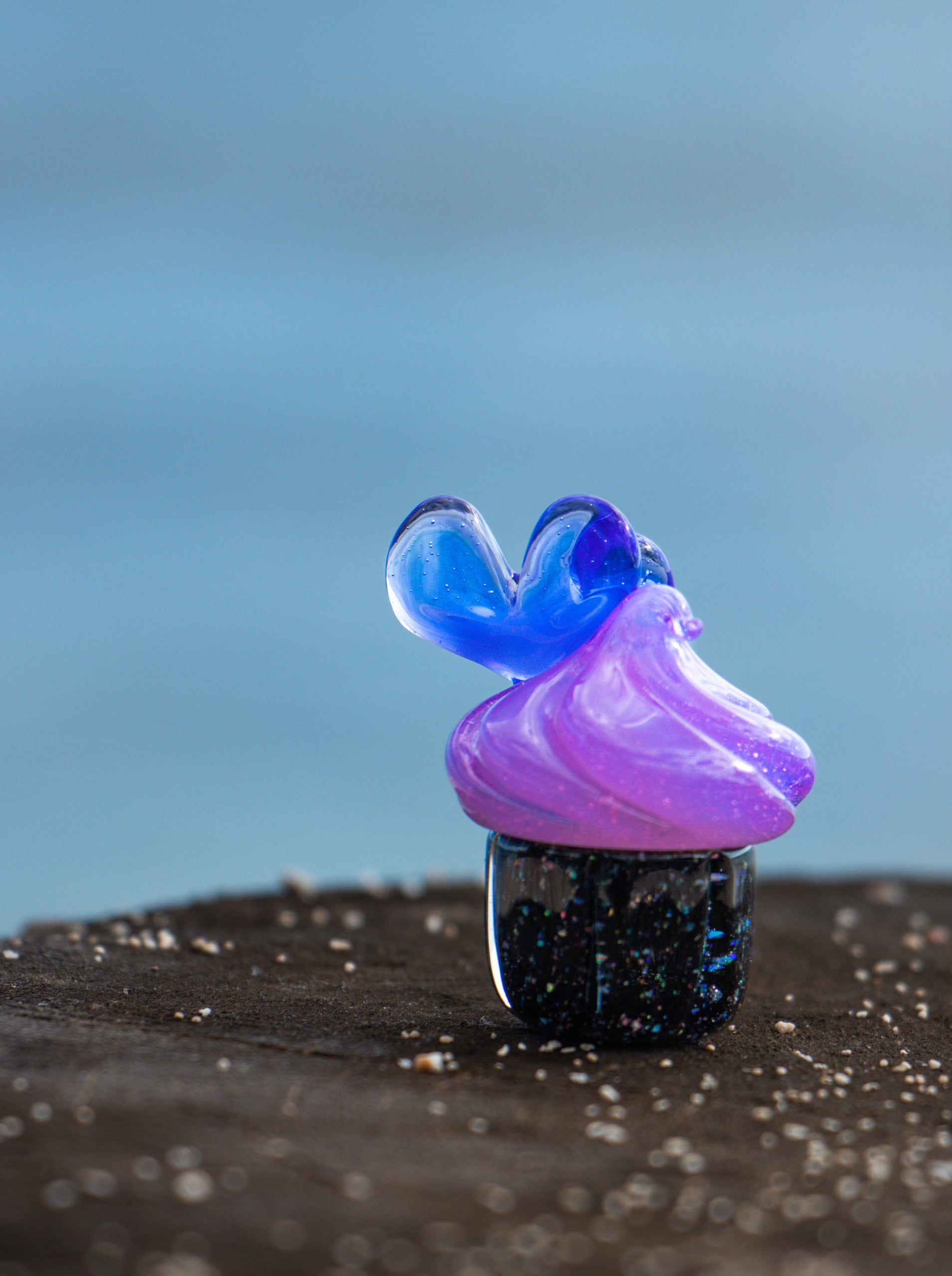 Bambi Glass Crushed Opal Purple Cupcake Pendant